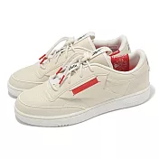 Reebok 休閒鞋 Club C 85 Vegan 男鞋 米色 紅 皮革 復古 抽繩 HP3404