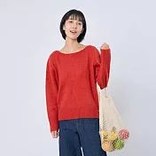 好我_Hillary船型領平針羅文針織毛衣/ F 紅