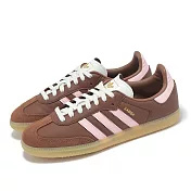 adidas 休閒鞋 Samba OG W 女鞋 棕 粉 皮革 麂皮 復古 膠底 德訓鞋 愛迪達 JS4092