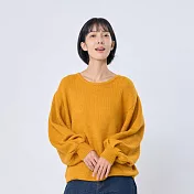 好我_Ivy大寬袖短版針織衫毛衣/向日葵黃 F 向日葵黃