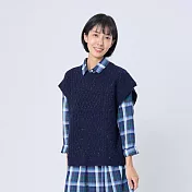 好我_Kate圓領麻花彩點針織背心/ F 深藍彩點