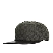 COACH CC Logo 緹花布及皮革棒球帽  XS-S(炭灰色/黑色)