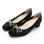 MOONSTAR月星 典雅精緻靜音方頭跟鞋 JP24 黑