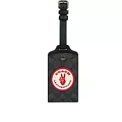 COACH 手勢圓形標誌滿版塗層帆布及牛皮行李吊牌 (炭灰色)