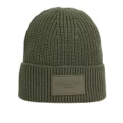 COACH 方形經典馬車標牌針織羊毛毛帽 (橄欖綠)