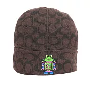 COACH 滿版CC Logo 機器人刺繡羊毛毛帽 (胡桃木棕)