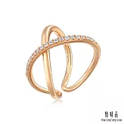 【點睛品】Daily Luxe 30分優雅交錯鑽石戒指 11 18K玫瑰金