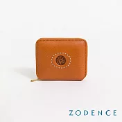 ZODENCE HAN義大利植鞣革拉鏈簡式短夾  經典駝