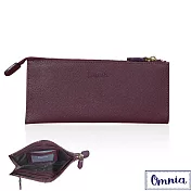 【OMNIA】6卡1照浪漫風情單拉鍊牛皮長夾5103- 深酒紅