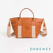 ZODENCE AGNES義大利植鞣革烙印手提斜背包-大  經典駝