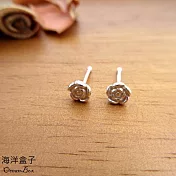 亮眼清新小巧山茶花999純銀耳環.免後扣.貼耳耳環