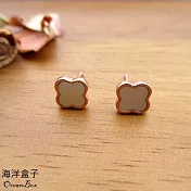 甜美可愛白貝母幸運草925純銀玫瑰金耳環.貼耳耳環