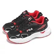Fila 休閒鞋 Hearts 女鞋 黑 紅 情人節 愛心 拼接 緩衝 老爹鞋 斐樂 5J919Y021 23cm BLACK/RED