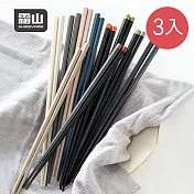 【日本霜山】莫蘭迪色系防滑六角抗菌筷-5雙入X3包- 黑色系