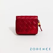 ZODENCE CRAFTSOUL進口真皮手工上色編織簡式短夾  醇酒紅