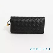 ZODENCE CRAFTSOUL進口真皮手工上色編織長夾  經典黑