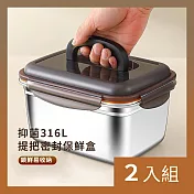 CS22 密封帶蓋大容量水果食物不鏽鋼保鮮盒-2800ml -2入