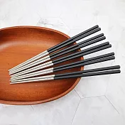 輕&漾 316不鏽鋼六角雙節筷-24cm-5雙入x2組  黑色