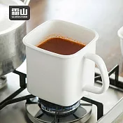 【日本霜山】方形琺瑯保鮮盒(附蓋/附把手)-1.4L- 白