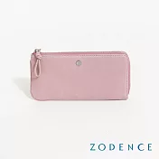 ZODENCE NUDE進口真皮手握感L型拉鍊長夾  粉紅