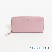 ZODENCE NUDE進口真皮全開式拉鍊長夾  粉紅