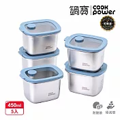 【CookPower 鍋寶】鮮盾pro系列可微波不鏽鋼保鮮盒優格盒5件組