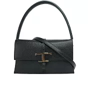 TOD’S T Timeless 小牛皮翻蓋三層迷你二用包 (黑色)