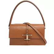 TOD’S T Timeless 小牛皮翻蓋三層迷你二用包 (棕色)