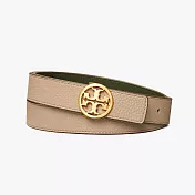 Tory burch 經典雙T LOGO雙面皮帶-卡其/綠色