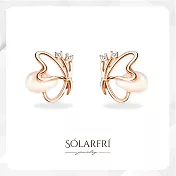 【SOLARFRI】純銀針耳環・粉晶石蝴蝶S925純銀耳針鍍玫瑰金色閃耀CZ鋯石鑽飾耳環｜品牌禮盒包裝｜閨蜜生日情人女友老婆母親交換聖誕禮物