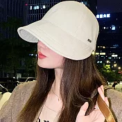 seoul show首爾秀 min字母格紋挺版束口棒球帽四季漁夫帽防曬遮陽帽  米白