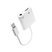 耳機二合一手機音源轉接頭 手機轉接3.5mm、Lightning、Type-C耳機同時充電 L頭轉3.5mm+Lightning