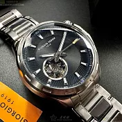 Giorgio Fedon 1919喬治飛登精品錶,編號：GF00130,42mm圓形銀精鋼錶殼黑色錶盤精鋼銀色錶帶