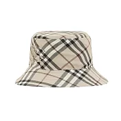 BURBERRY 格紋斜紋布漁夫帽- 淺卡其S