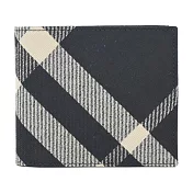 BURBERRY  新款格紋帆布8卡對開短夾 黑色/印花布