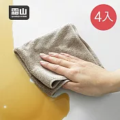 【日本霜山】超細纖維極吸水無痕廚房抹布-4條入- 淺咖