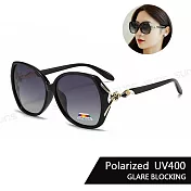 【SUNS】Polarized時尚精品狐狸造型名媛款 淑女偏光墨鏡 大框顯小臉 S362 輕量/防眩光/抗UV400   經典黑