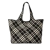 BURBERRY新款格紋小號格紋托特包 黑色