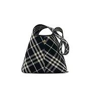 BURBERRY新款格紋小號格紋肩背包 黑色/白布色