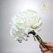 【Floral M】手感保濕安娜玫瑰優雅白仿真花材（5入組）