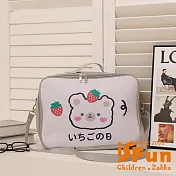 【iSFun】可愛休閒 旅行大容量防水行李箱桿斜肩背手提包/圓臉小熊