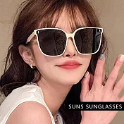 【SUNS】抗UV太陽眼鏡 方框潮流墨鏡 ins時尚墨鏡 網紅抖音款 S320  白框灰片