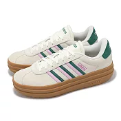 adidas 休閒鞋 VL Court Bold 女鞋 厚底 增高 米白 綠 粉紅 麂皮 復古 愛迪達 JI1788