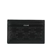 CELINE 滿版凱旋標誌壓印小牛皮中型名片夾/卡片夾 (黑色)