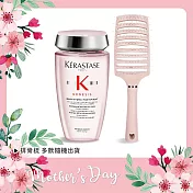 KERASTASE 卡詩 寵愛媽咪套組[髮浴(250ml)+大彎排骨梳]-母親節獻禮-國際航空版 粉漾芯生-清爽型