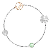 SWAROVSKI 雙色鑲鑽幸運草隱藏式磁釦手鍊-銀色