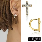 ELLIE VAIL 邁阿密防水珠寶 金色小圓鑲鑽十字架耳環 Ridge Cross