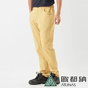 【ATUNAS 歐都納】男款蚊瘋不動彈性長褲A1PA2102M- L 沙漠黃