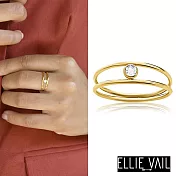 ELLIE VAIL 邁阿密防水珠寶 金色圓形單鑽戒指 簡約雙層 Hollis Double 6號