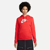 NIKE AS W NSW CLUB FLC GX STD PO HD 女 連帽上衣-DQ5776657 2XL 紅色